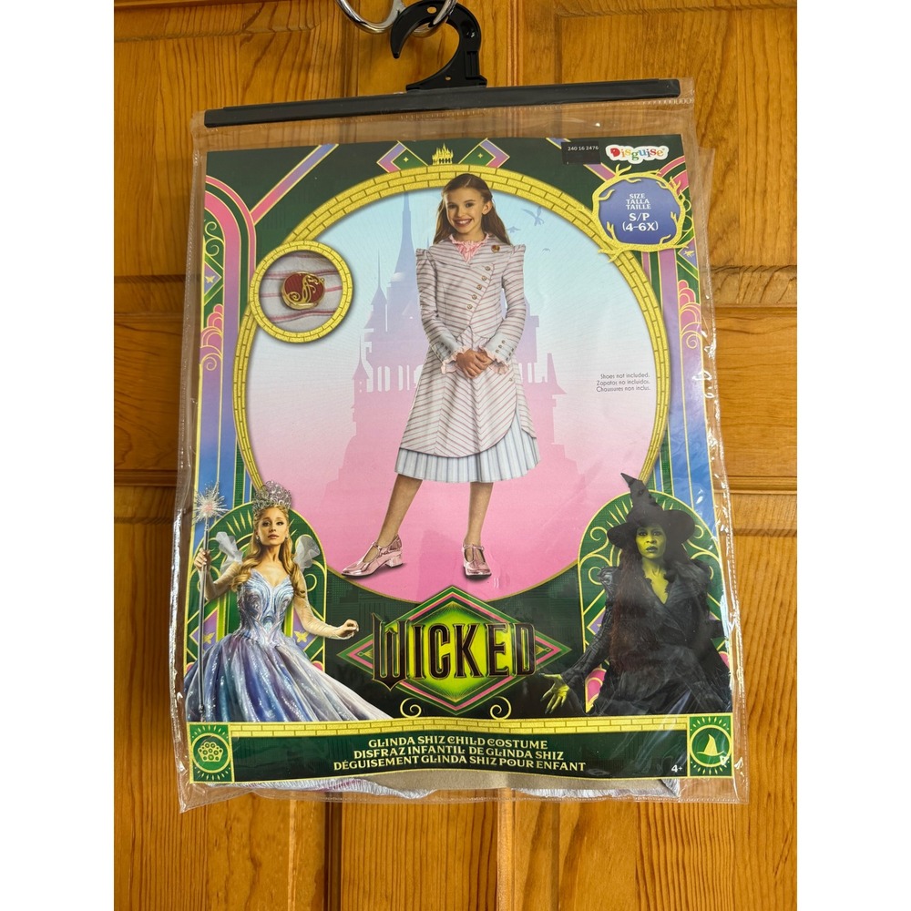 Disguise Wicked Movie Glinda Shiz University Child Costume Pink Dress S 4-6X